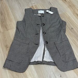 Jones New York Black and White Checkered Vest